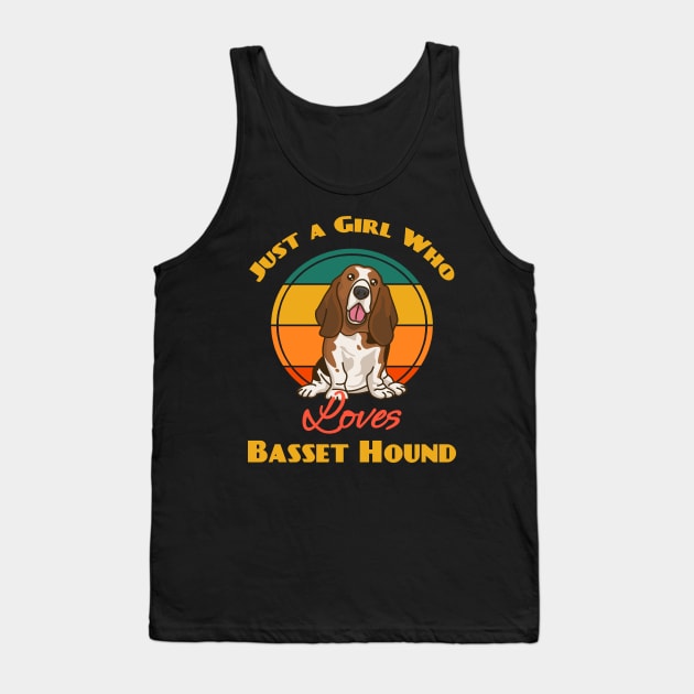 Just A Girl Who Loves Basset Hound Dog puppy Lover Cute Sunser Retro Tank Top by Meteor77